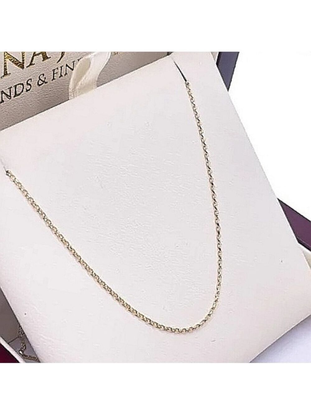 14k Yellow Gold basic necklace chain 18" anchor link design sterling sil…